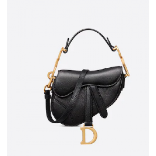 DIOR MICRO SADDLE BAG Piele de capră antică S5685CC neagră