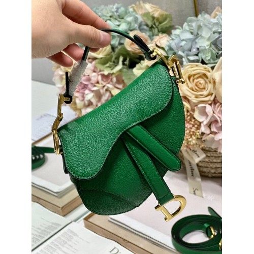 DIOR MICRO SADDLE BAG Piele de capră antică S5685CC verde