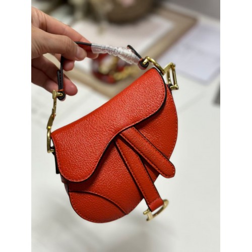 DIOR MICRO SADDLE BAG Piele de capră antică S5685CC portocalie