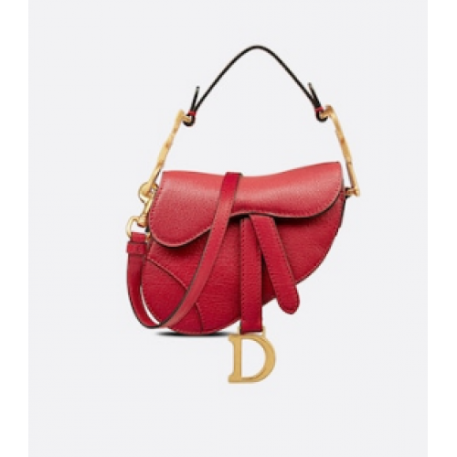 DIOR MICRO SADDLE BAG Piele de capră antică S5685CC roșie