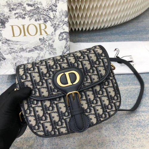Geantă medie Dior Bobby C0268 Albastră Jacquard Dior Oblique Albastru M9319