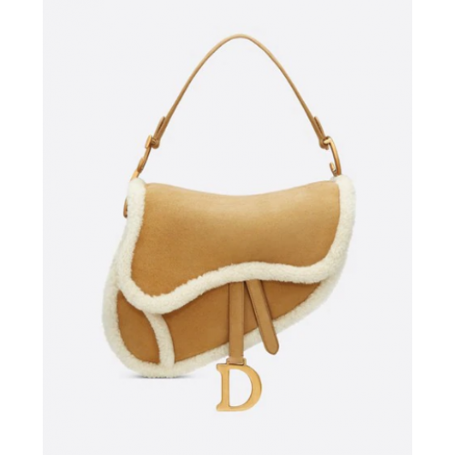 GEANTĂ DIOR SADDLE Piele de shearling de culoarea cămilei M0446C
