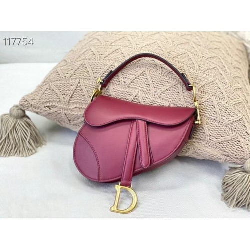 DIOR GEANTĂ MICĂ SADDLE Piele de vițel M0445CW Vișiniu