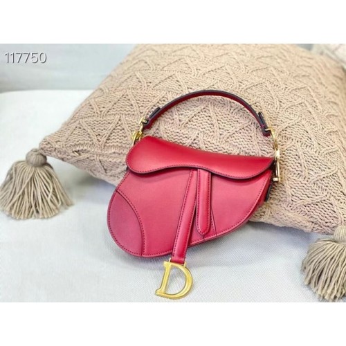 DIOR GEANTĂ MICĂ SADDLE Piele de vițel M0445CW roșie