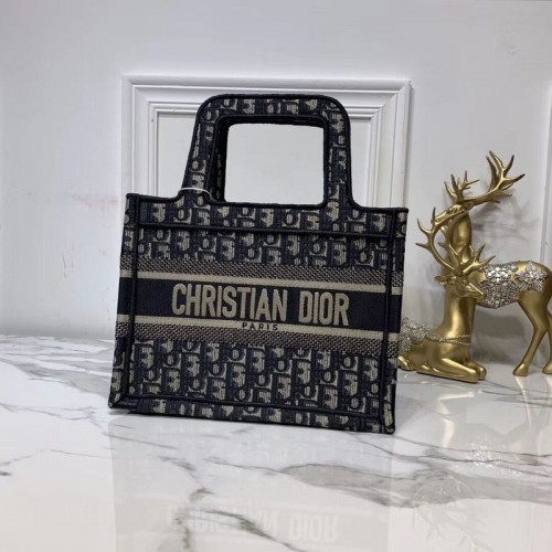 GEANTĂ DIOR TOTE DIN PÂNZĂ BRODATĂ C0195 Albastru marin