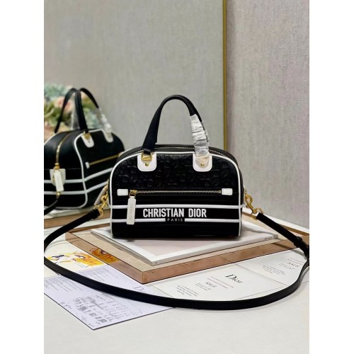 Geantă tote medie DIOR din piele embossată A9200 neagră