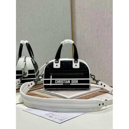 Geantă tote medie DIOR din piele embossată C9178A neagră