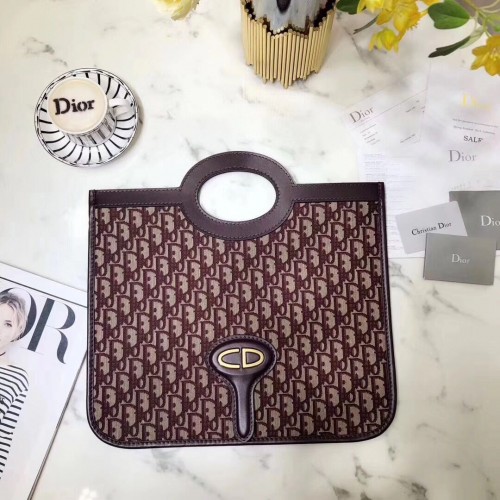 Geantă foto DIORQUAKE din pânză maro 063006 roșie