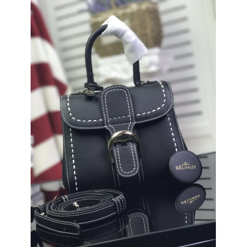 Geantă tote din piele de vițel Delvaux 17821 Neagră