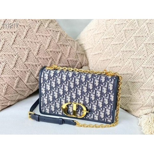 Dior 30 MONTAIGNE BAG Broderie oblică M9207 Albastră