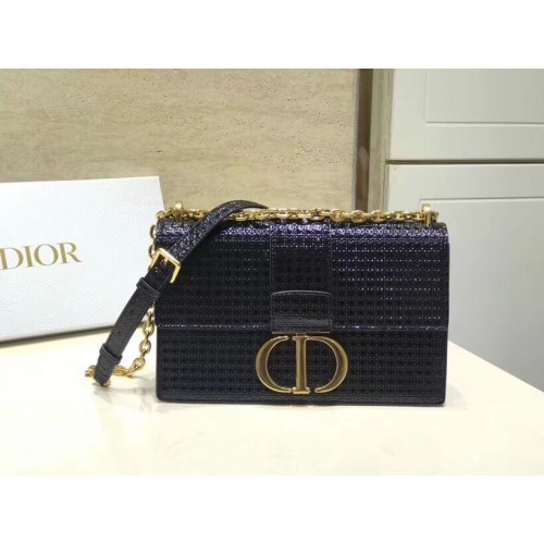Dior 30 MONTAIGNE GEANTĂ CU CLAPETĂ DIN PIELE DE VIȚEL NETEDĂ C9230 neagră