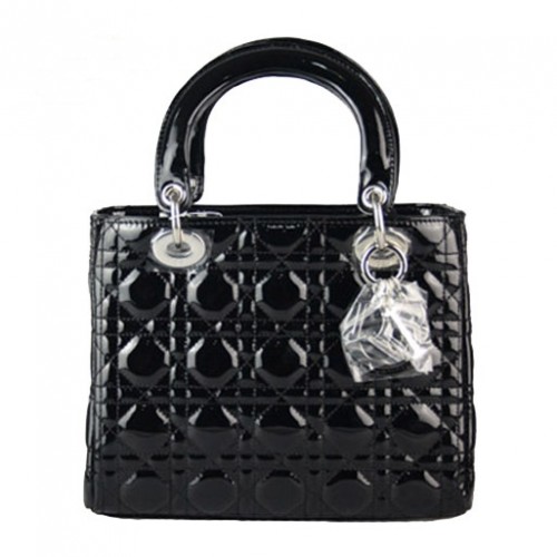 Geantă Christian Lady Dior din piele lăcuită 9226 Negru