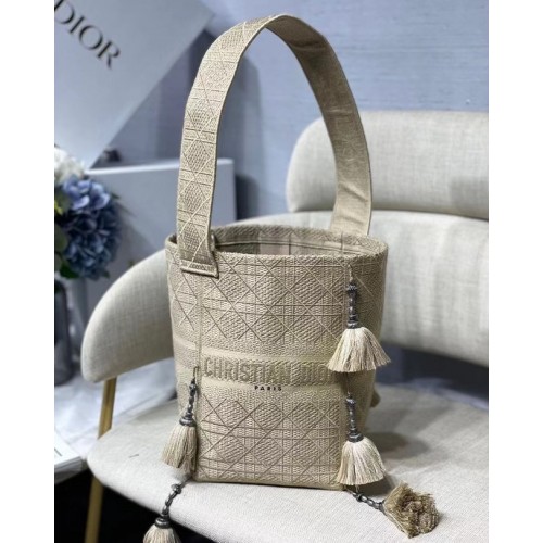 Geantă Dior Bubble Maple Leaf brodată M6006 Bej