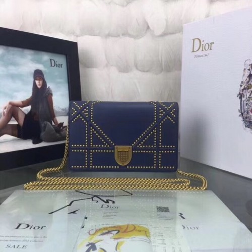 Dior CANNAGE Geantă de umăr mini din piele de oaie originală 3709 Albastră