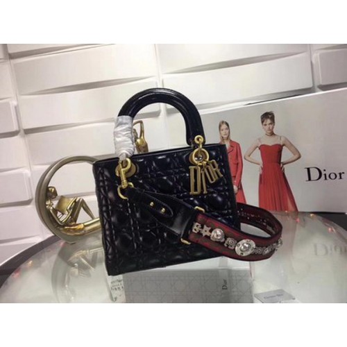 Geantă Dior Cannage Lady din piele originală CD0575 neagră