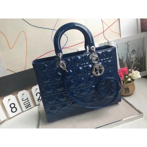 Dior GEANTĂ MARE DIN PIELE DE MIEL LADY DIOR CAL44560 albastră