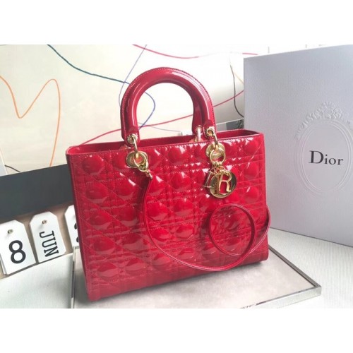 Dior GEANTĂ MARE DIN PIELE DE MIEL LADY DIOR CAL44560 roșie