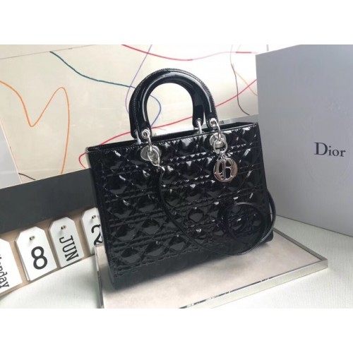 Dior GEANTĂ MARE DIN PIELE DE MIEL DIOR, LADY CBL44560 neagră