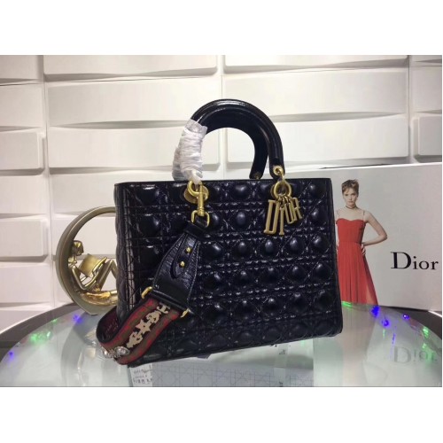 Geantă Dior Lady din piele originală D6357 Negru