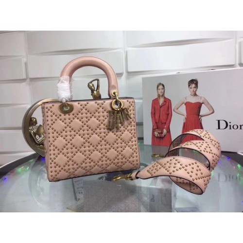 Geantă Dior Lady Dior Original din piele de oaie CD3892 roz