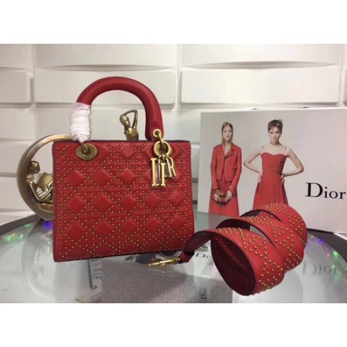 Geantă Dior Lady Dior Original din piele de oaie CD3892 Roșie
