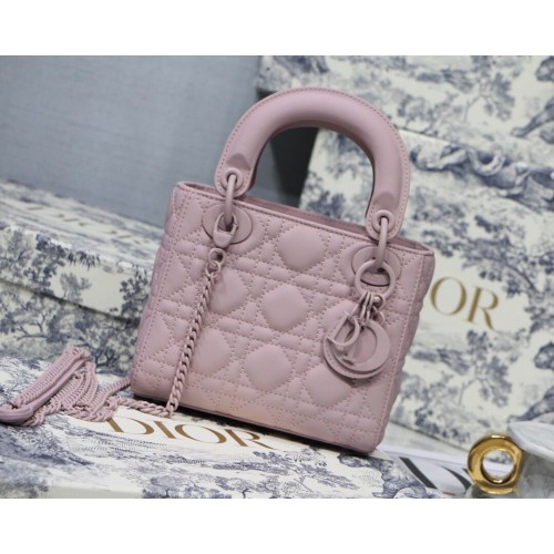 Geantă Dior Lady Dior din piele de oaie originală CD5500 roz