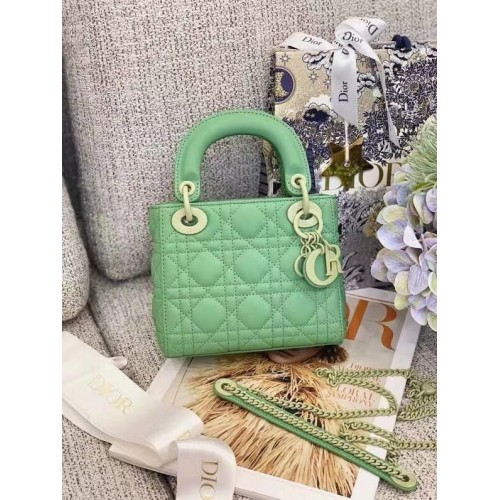 Geantă Dior Lady Dior din piele de oaie originală CD5501 verde