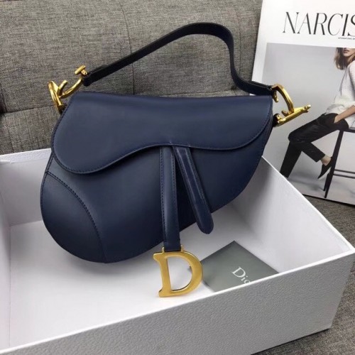 Dior GEANTĂ MINI SADDLE PIELE DE VIȚEL M0447 albastru închis