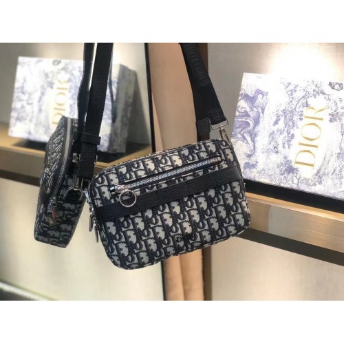 Geantă de umăr Dior Oblique din pânză 5569 ALBASTRU