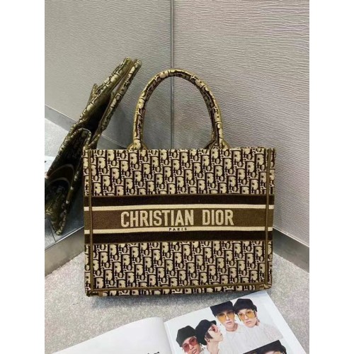 DIOR BOOK TOTE MIC Catifea brodată oblică M1296ZW Maro