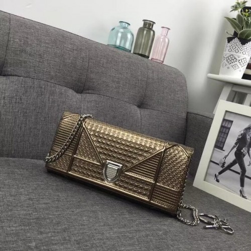 Geantă de umăr mini Dior Original din piele de vacă 3780 Bronz