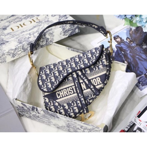 Dior SADDLE DENIM CANVAS BAG M928 albastru denim