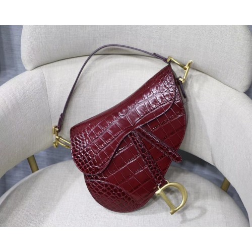 Dior SADDLE SOFT CALFSKIN BAG C9045 Burgundy