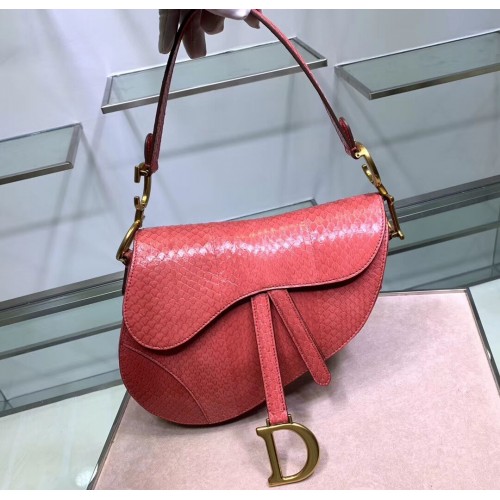 Dior SADDLE Geantă din piele de șarpe C9046 roz