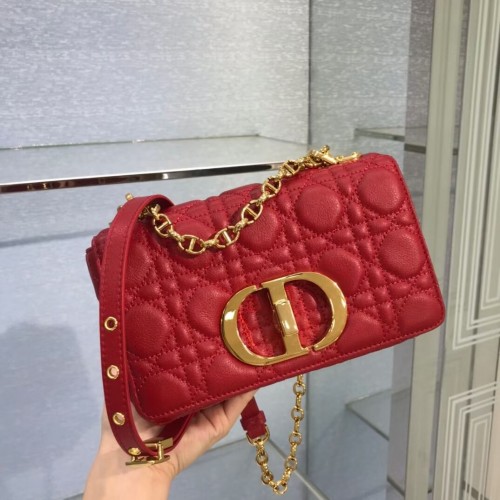 Dior GEANTĂ MICĂ DIOR CARO Piele de vițel Soft Cannage M9241 roșie