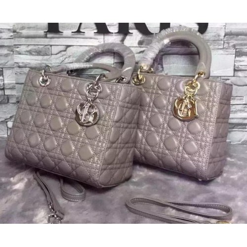 Geantă Dior mică Lady Dior din piele de oaie CD6322 gri