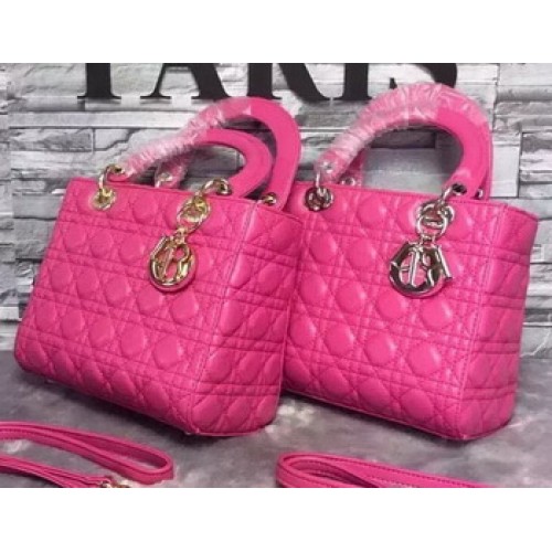 Geantă Dior mică Lady Dior din piele de oaie CD6322 roz