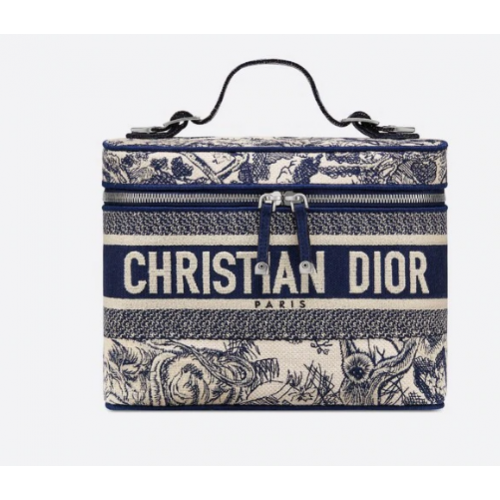 Dior Toile de Jouy Broderie DIORTRAVEL TROUSĂ DE TOALETĂ S5480V Albastră