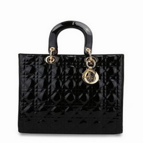 Genți Dior Tote din piele lăcuită neagră 44561