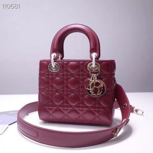 Geantă Dior lucky badges Original din piele de oaie A88035 bordo