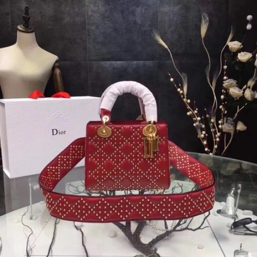 Geantă Dior mini Lady Dior din piele de oaie originală CD3891 Roșie