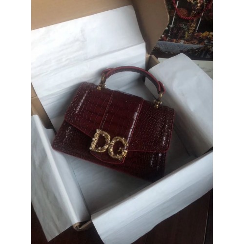 Dolce Gabbana Geantă originală din piele de crocodil 4916E Burgundy