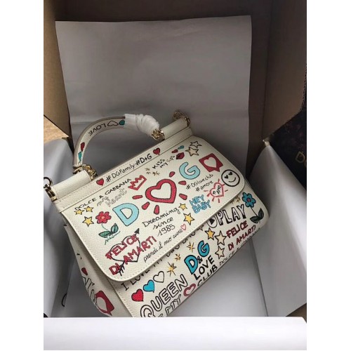 Dolce Gabbana Original Leather 4136 Graffiti White