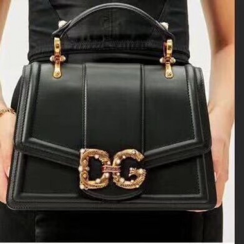Dolce Gabbana Geantă originală din piele 4917 Negru și verde