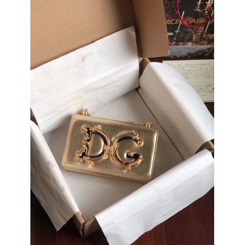 Dolce Gabbana Geantă de umăr din piele originală 4006 auriu