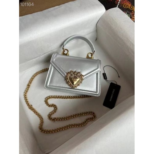 Dolce Gabbana Geantă de umăr din piele originală 4011 argintie