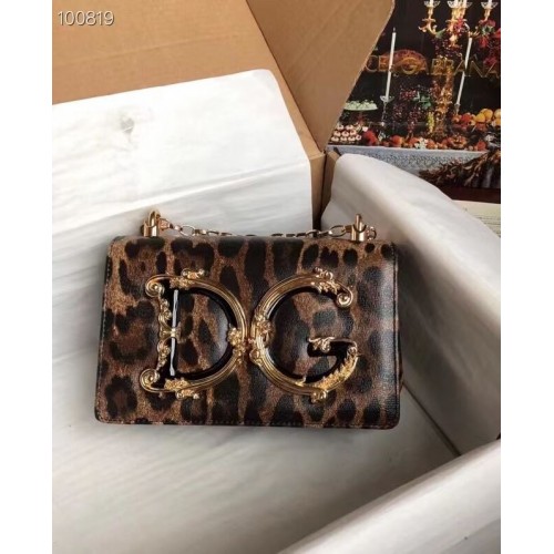 Dolce Gabbana Geantă de umăr din piele cu imprimeu leopard original 4006-1 maro