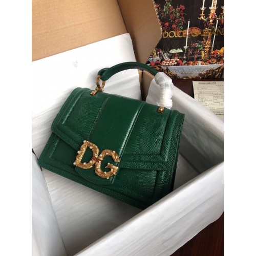 Geantă Dolce Gabbana Original Lizard Skin 4916F Verde negricios