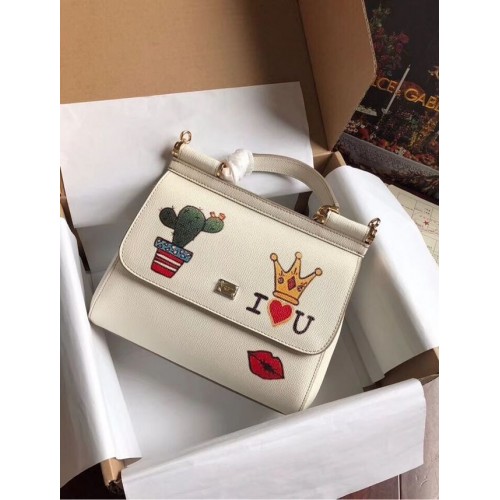 Dolce Gabbana SICILY Bag din piele de vițel 4136 alb
