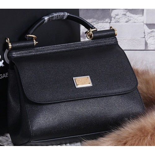 Dolce Gabbana Geantă tote din piele de vițel SICILY BB4136 Negru